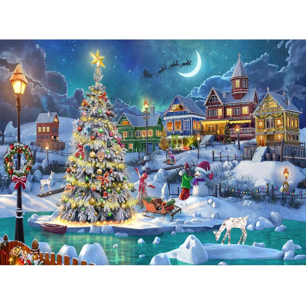 Completed Diamond Art Christmas Scene